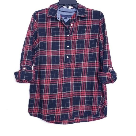 Tommy Hilfiger Red & Black Plaid Flannel Convertible Top Women's Size Medium - Picture 8 of 8